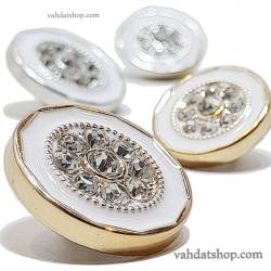 دکمه 2 سایز پایه دار دور نقره ای و طلایی