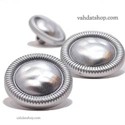 دکمه 2 سایز پایه دار موج دار نقره ای