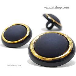 دکمه 2 سایز پایه دار سرمه ای دور طلایی
