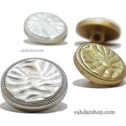 دکمه 2 سایز پایه دار طلایی نقره ای طرح خطی