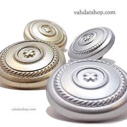 دکمه 2 سایز پایه دار طلایی نقره ای طرح +