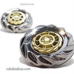 دکمه 2 سایز پایه دار نقره ای طلایی طرح 2