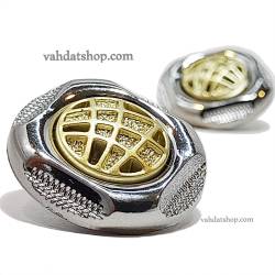 دکمه 2 سایز پایه دار نقره ای طلایی طرح 4