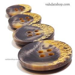 دکمه 4 سایز اسپرت صدف طرح چوب قهوه ای