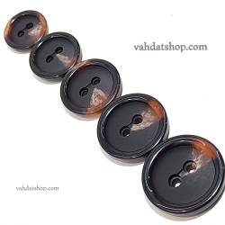 دکمه پالتویی 5 سایز قهوه ای لبه دار