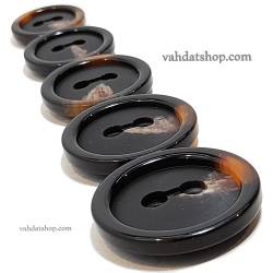 دکمه پالتویی 5 سایز قهوه ای لبه دار