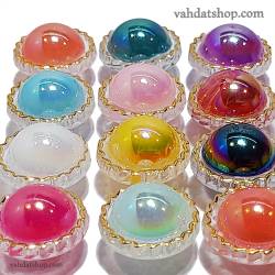 دکمه شومیزی طرح یو وی مرواریدی دور طلایی