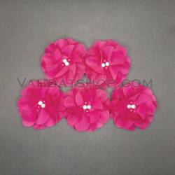 گل حریر تزئینی نگین دار سرخابی تیره