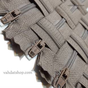 زیپ 20 سانت دنده 3 قهوه ای کد 072 بسته ای