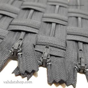 زیپ 20 سانت دنده 4 طوسی کد 301 بسته ای