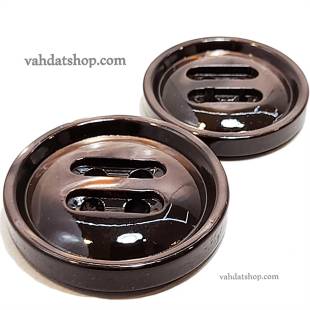 دکمه 2 سایز پالتویی چهارسوراخ کشیده قهوه ای