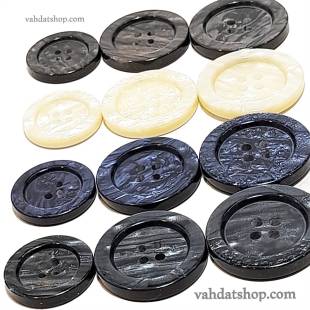 دکمه 3 سایز پالتویی چهارسوراخ لبه دار سری