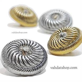 دکمه 2 سایز پایه دار طلایی نقره ای نگین دار طرح 2
