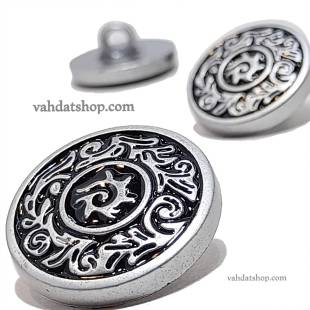 دکمه 2 سایز پایه دار نقره ای مشکی طرح 2