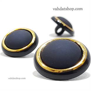 دکمه 2 سایز پایه دار سرمه ای دور طلایی