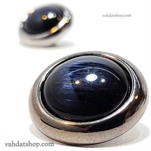 دکمه 2 سایز پایه دار سرمه ای دور نقره ای