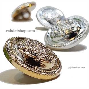 دکمه 2 سایز پایه دار طلایی نقره ای طرح 3