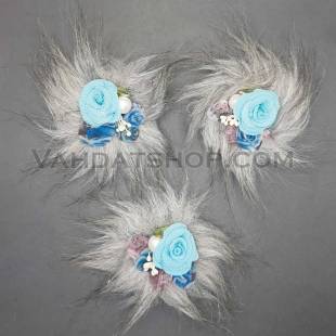 گل خزدار پارچه ای ومروارید آّبی