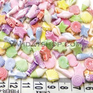 مهره تزئینی دستبند رنگی عروسکی صدف های دریایی